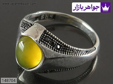 انگشتر نقره عقیق زرد تا سایز 55 بچه گانه میکروستینگ [شرف الشمس] - 148704